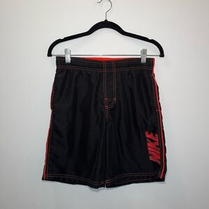 Nike Black Orange Boys Swim Trunks Bottoms Lined Boys Small